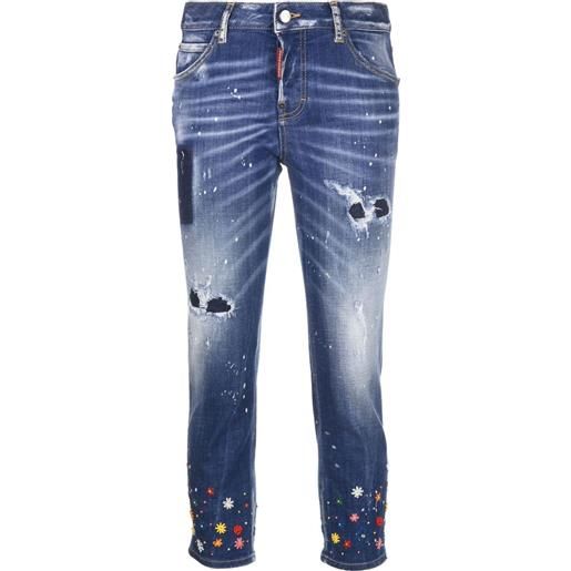 Dsquared2 jeans skinny con ricamo - blu