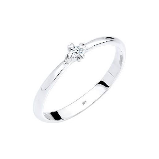 DIAMORE elli diamonds anello donne solitario cuore di fidanzamento diamante (0.03 ct. ) in argento sterling 925
