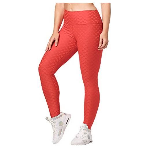 Zumba comfy elastici fitness leggings a vita alta fitness pantaloni donna da allenamento, ruby love, xs