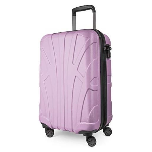 SUITLINE - trolley da cabina espandibile, valigia rigida con scomparto per laptop, 55 cm, 34 litri, lilla