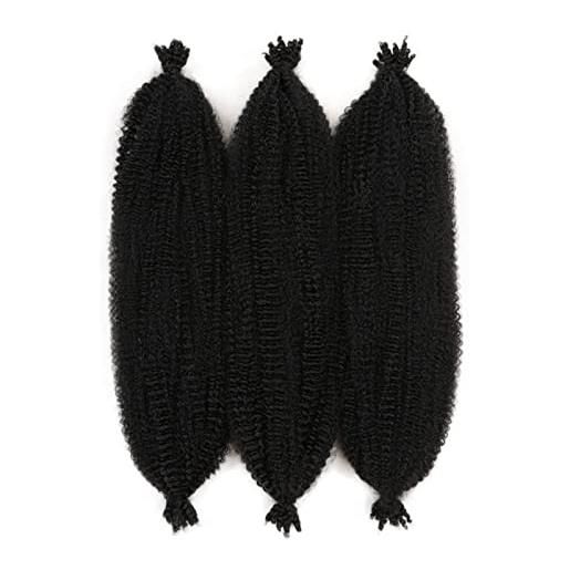Melisay 3 confezioni da 65 cm, neri, afro crespi, kanekalon marley, trecce sintetiche per capelli intrecciati, ricci e marley, 1b