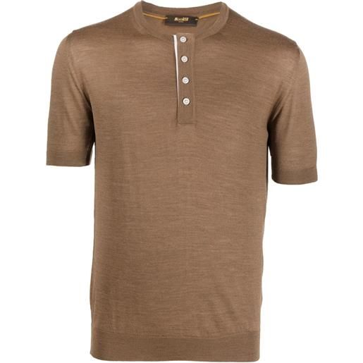 Moorer t-shirt henley - marrone