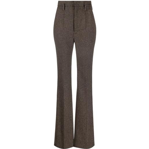 Saint Laurent pantaloni svasai spigati - marrone