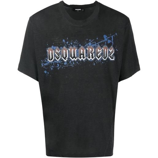Dsquared2 t-shirt girocollo con logo - grigio