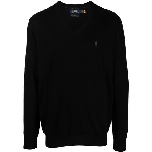 Polo Ralph Lauren maglione con scollo a v - nero