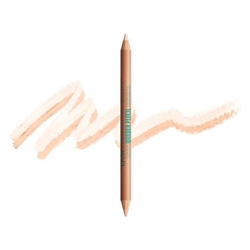 Nyx professional makeup brow highlighter, matita sopracciglia a doppia estremità, per sollevare, illuminare e correggere, wonder pencil, light
