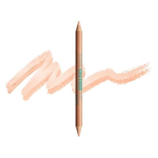 Nyx professional makeup brow highlighter, matita sopracciglia a doppia estremità, per sollevare, illuminare e correggere, wonder pencil, medium peach