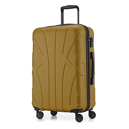 SUITLINE - valigia grande rigida leggera bagaglio check-in espandibile, 76 cm, 110 litri, oro autunnale