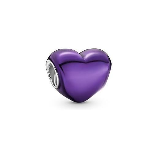 Pandora charm cuore viola metallizzato 799291c01 argento