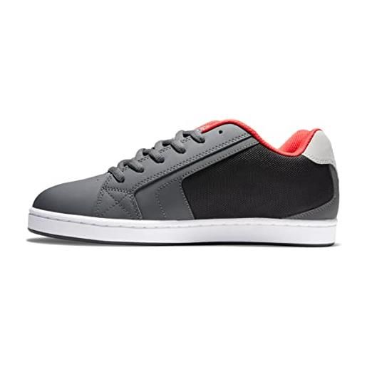DC Shoes net-scarpe in pelle da uomo, ginnastica, grigio/nero/rosso, 48.5 eu