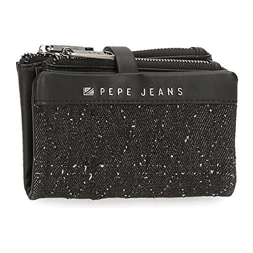 Pepe Jeans daila portafoglio con porta carte di credito nero 14,5 x 9 x 2 cm cotone, poliestere e poliuretano. , nero, portafoglio con porta carte di credito