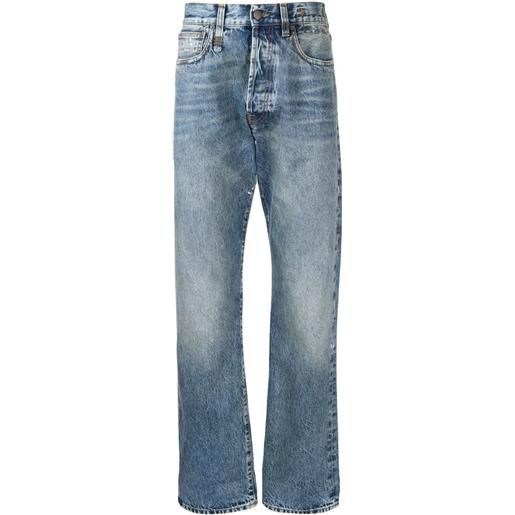 R13 jeans dritti con effetto schiarito - blu