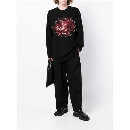 Yohji Yamamoto maglione a fiori - nero