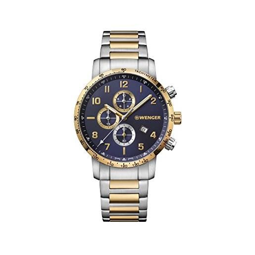 WENGER uomo attitude cronografo - orologio al quarzo analogico in acciaio inossidabile fabbricato in svizzera 01.1543.112
