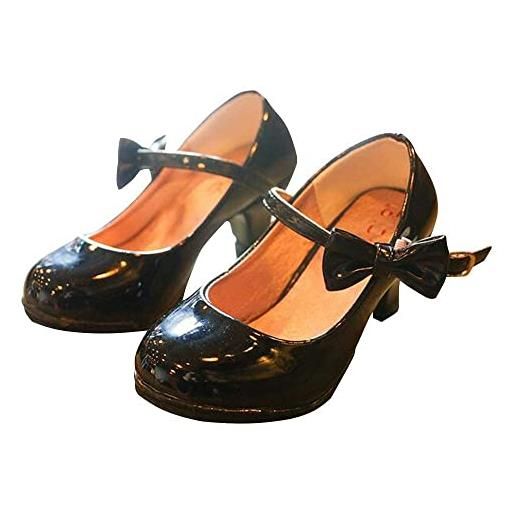 TangDao ragazze scarpe con tacco bambina mary jane matrimonio elegante party damigella d'onore numero (nero, numeric_33)