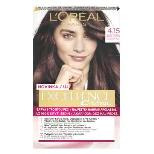 L'Oréal Paris excellence creme triple protection tinta capelli tutti tipi di capelli 48 ml tonalità 4,15 frosted brown per donna