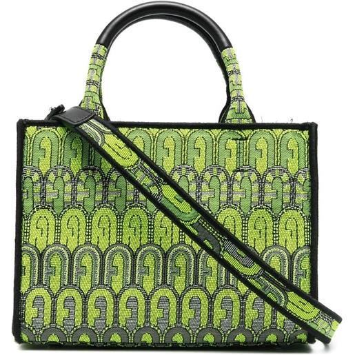 Furla borsa tote con logo jacquard piccolo - verde