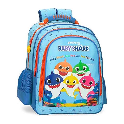Baby Shark shark family zaino scuola doppio scomparto azzurro 28x38x16 cms microfibra 17.02l