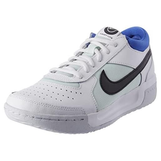 Nike Nike. Court zoom lite 3, sneaker donna, white/black-barely green-medium blue, 44.5 eu