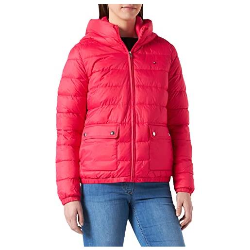 Tommy Hilfiger giacca imbottita con cappuccio lw isolata, pink splendor, xxs donna