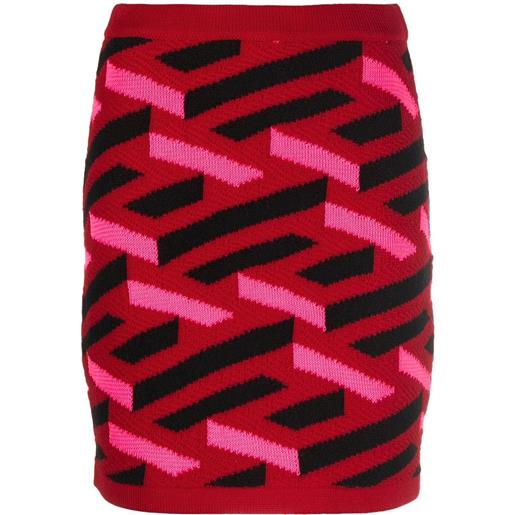 Versace gonna in maglia con motivo geometrico - rosso