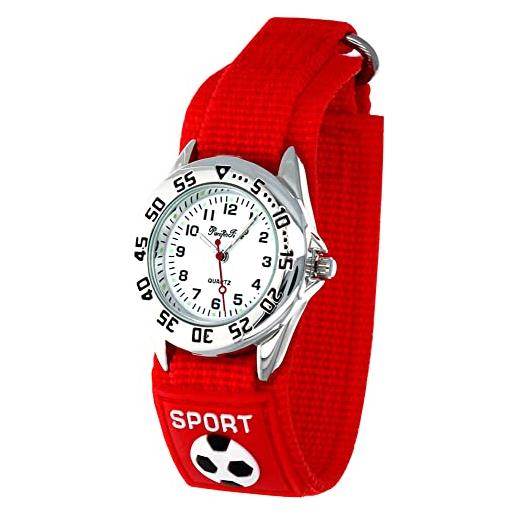 Pacific Time orologio da polso per bambini ragazzi ragazze sport calcio cinturino in velcro rosso analogico al quarzo 87535