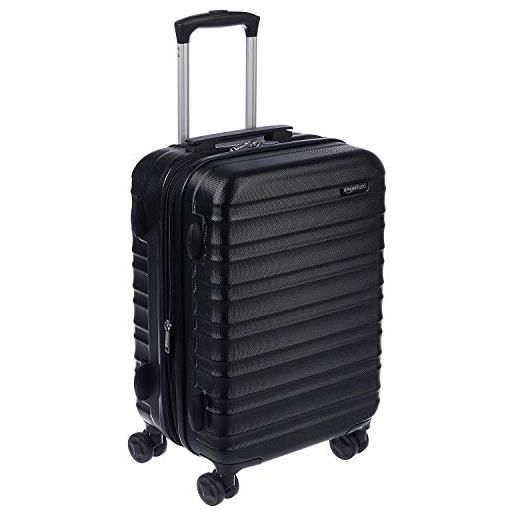 Amazon Basics - valigia trolley rigido, 55 cm (utilizzabile come bagaglio a mano di dimensioni standard), nero