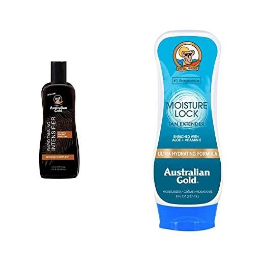 Australian Gold rapid tanning intensifier lotion 250 ml & moisture lock tan extender doposole idratante, 227g