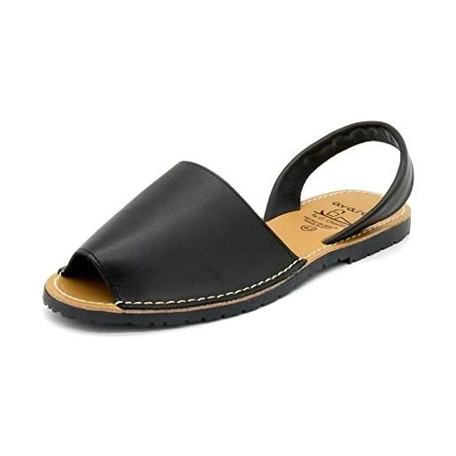 Avarca sandali da uomo in pelle menorca scarpa abarca menorquina, nero , 43 eu
