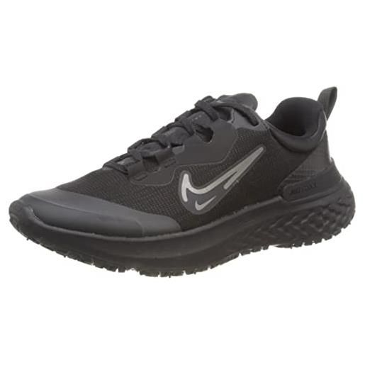 Nike w react miler 2 shield, sneaker donna, black/mtlc dk grey-night forest-med ash, 38.5 eu