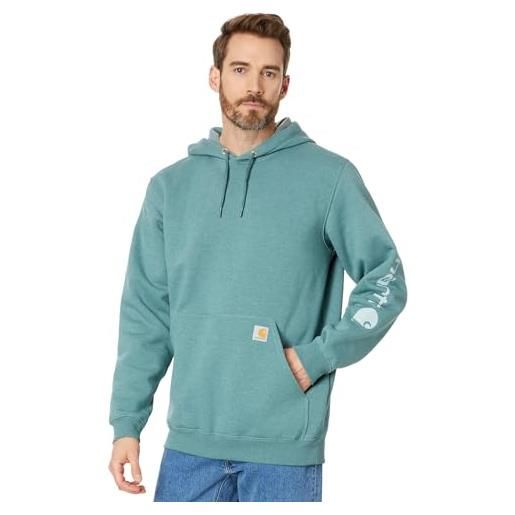 Carhartt loose fit midweight logo sleeve graphic sweatshirt maglia di tuta, sea pine heather, xxl uomo