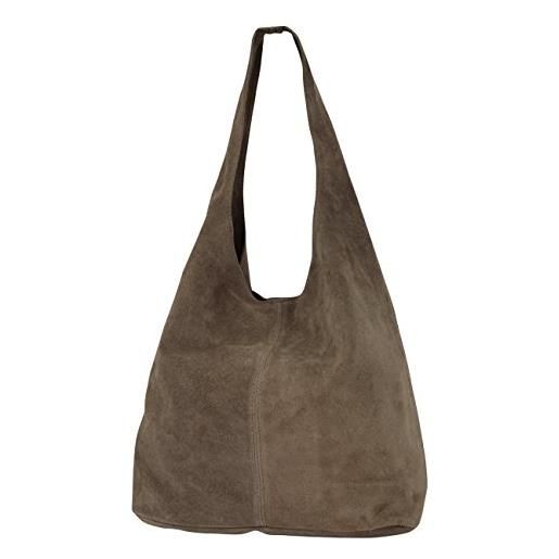 AMBRA Moda wl818, pochette, borsa a tracolla, shopper, da donna, in vera pelle, (sabbia), x-large