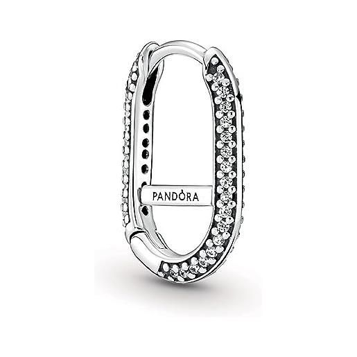 PANDORA me orecchino a cerchio in argento sterling con zirconia cubica trasparente