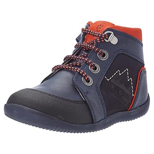 Kickers bins montagna, scarpe con lacci bimbo 0-24, arancione navy, 24 eu