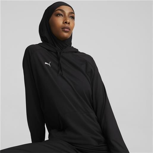 PUMA felpa con cappuccio da allenamento modest activewear da donna, nero/altro