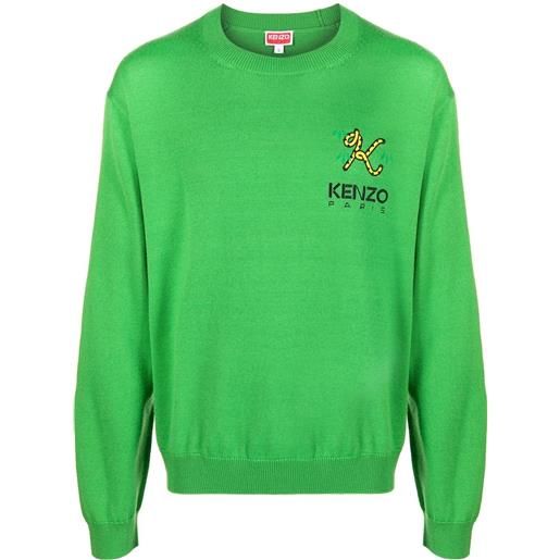 Kenzo maglione con ricamo - verde