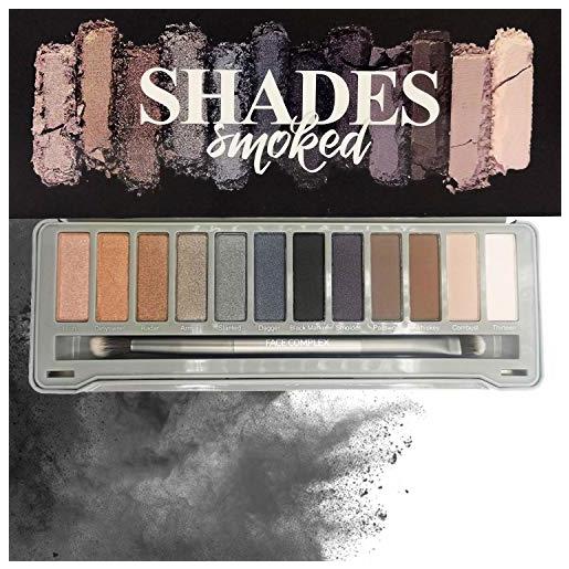 Face complex shades palette 12 ombretti make up colori intensi ultra-pigmentati (smoked) 8674