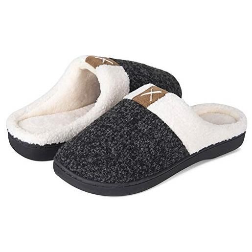 IceUnicorn pantofole donna invernali pantofole uomo calde scarpe da casa ciabatte interne morbida memory foam slippers(tutto nero, 40/41eu)