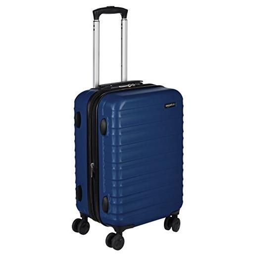 Amazon Basics - valigia trolley rigido, 55 cm (utilizzabile come bagaglio a mano di dimensioni standard), blu marino