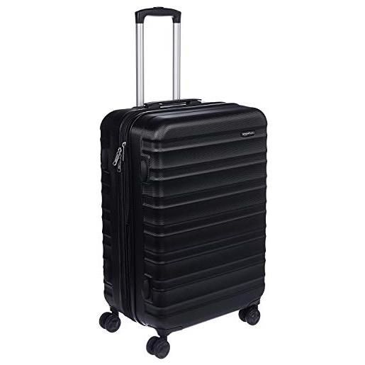 Amazon Basics - valigia trolley rigido con rotelle girevoli, 68 cm, nero