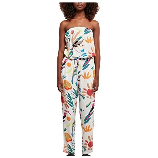 Urban Classics ladies viscose bandeau jumpsuit, shirt donna, multicolore (whitesandfruity), l