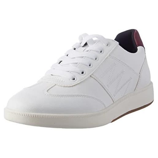 Geox d meleda d, sneakers donna, bianco/rosso (white/dk burgundy), 37 eu