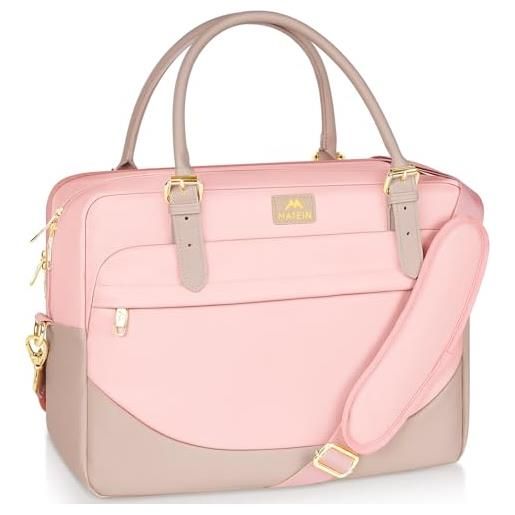 MATEIN grande borsa porta pc 15.6 pollici donna, resistente all'acqua valigetta portadocumenti tracolla per ufficio, università, scuola, rosa