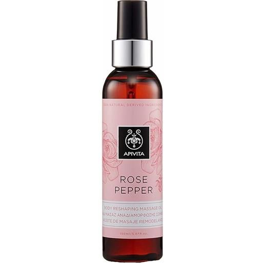 Apivita rose pepper - olio corpo massaggio rimodellante rosa e pepe nero, 150ml