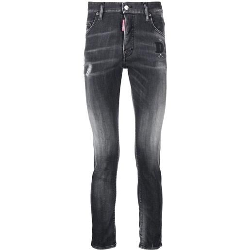 Dsquared2 jeans skinny con effetto schiarito - nero