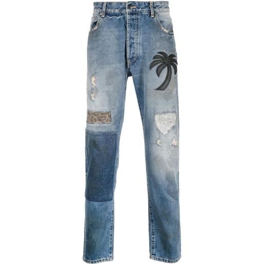 Palm Angels jeans regular con logo palm tree curvo - blu