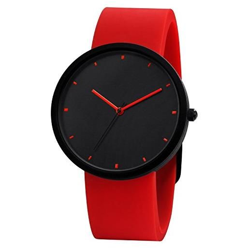 Comtex orologi donna da polso sportivo con cinturino in silicone rosso