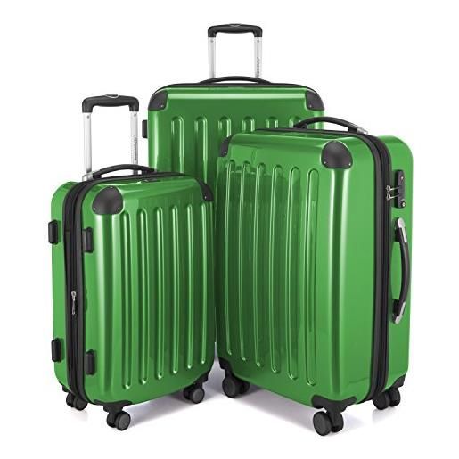 Hauptstadtkoffer - alex - set di 3 valigie, tsa, nero brillante, (s, m & l), 235 litri, colore verde