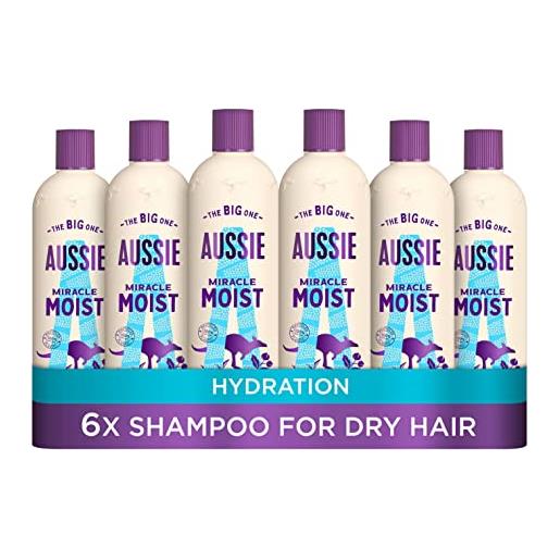 Aussie miracle moist - shampoo, 300 ml, pacco da 6
