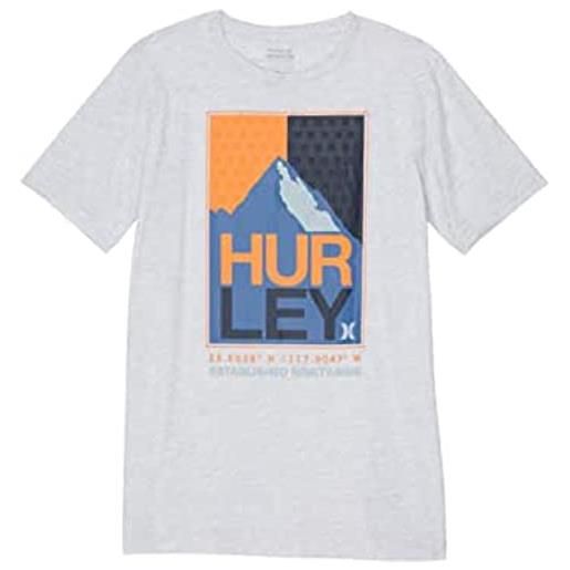 Hurley hrlb peak stack tee maglietta, betulla mélange, 12 anni bambini e ragazzi